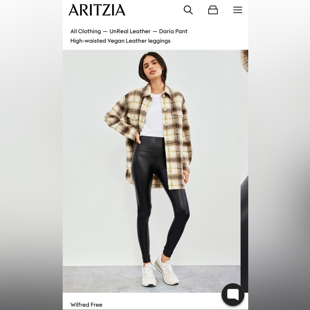 Aritzia- Wilfred Free Daria Pant- black faux leather legging- Size Small